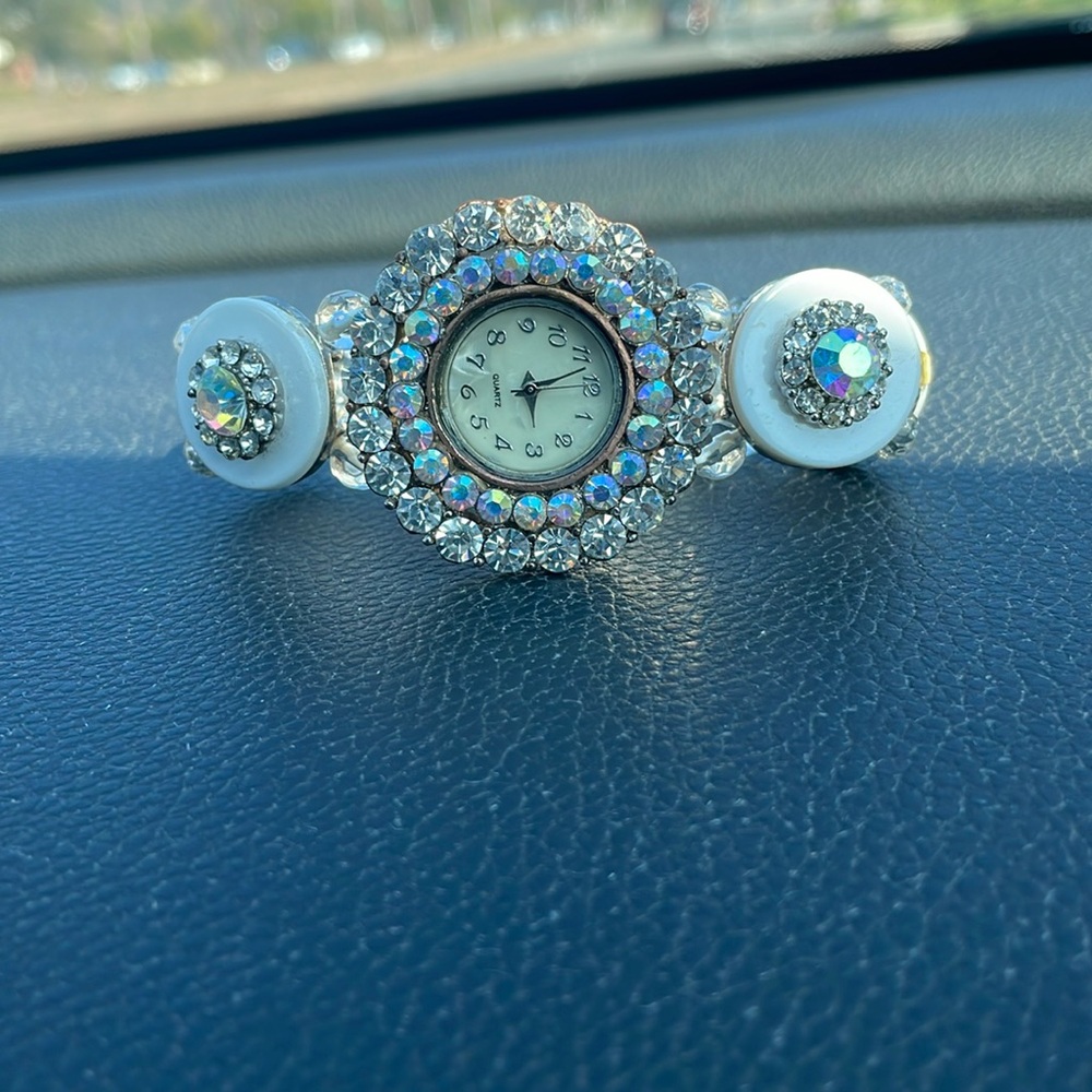 Vintage Quartz Watch Women with Iridescent Crystals
